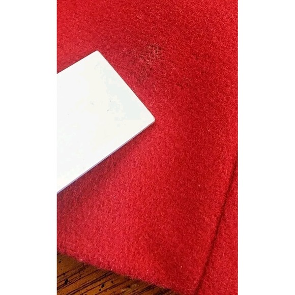 Juicy Couture Coat Size Small Red Italian Wool Jacket Ruffle Trim Pea Coat - Picture 13 of 15